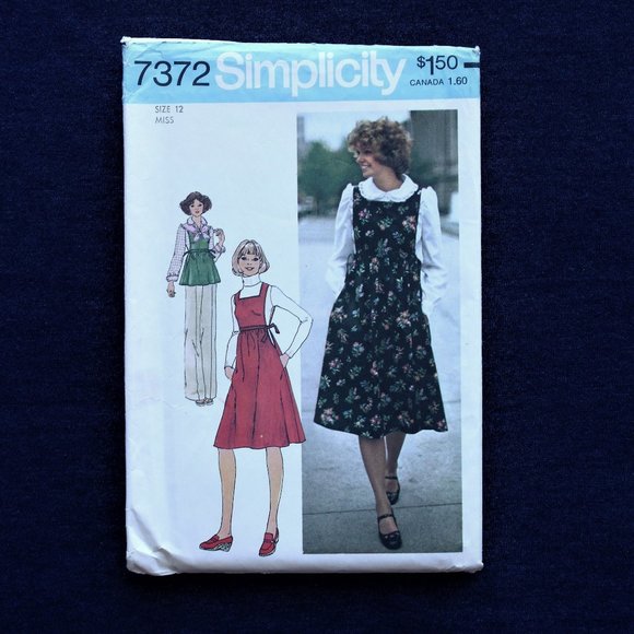 VTG Jumper Dress Top Sewing Pattern Simplicity 7372 Cottagecore Miss 12 Bust 34 - Picture 2 of 4